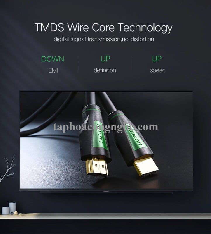 Ugreen 30192 3M màu Đen Cáp tín hiệu HDMI chuẩn 1.4 hỗ trợ phân giải 4K * 2K HD116 30030192